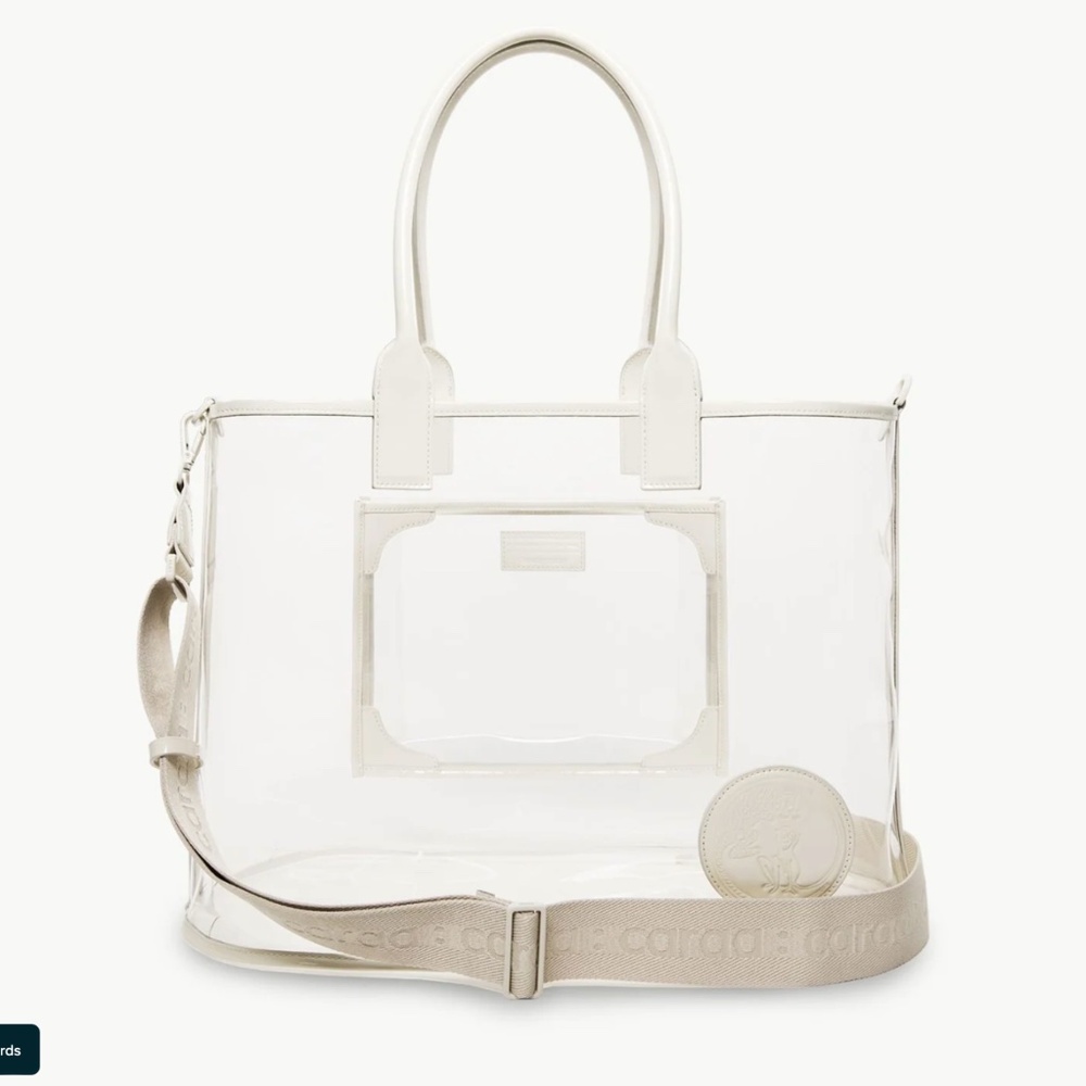 NEW Caraa Pool Convertible Tote to Crossbody in Clear / Ivory
